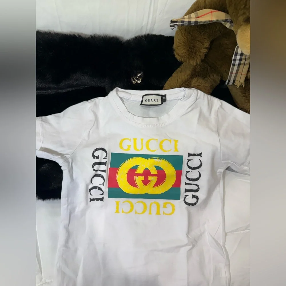 Gucci Kids White Tee with Multicolor Logo - Picture 3 of 5